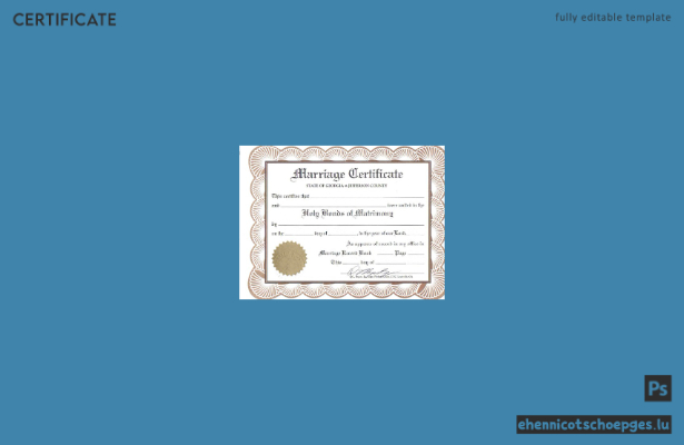 Vorschau einer Beispiel-Heiratsurkunde des Standesamts Georgia, USA